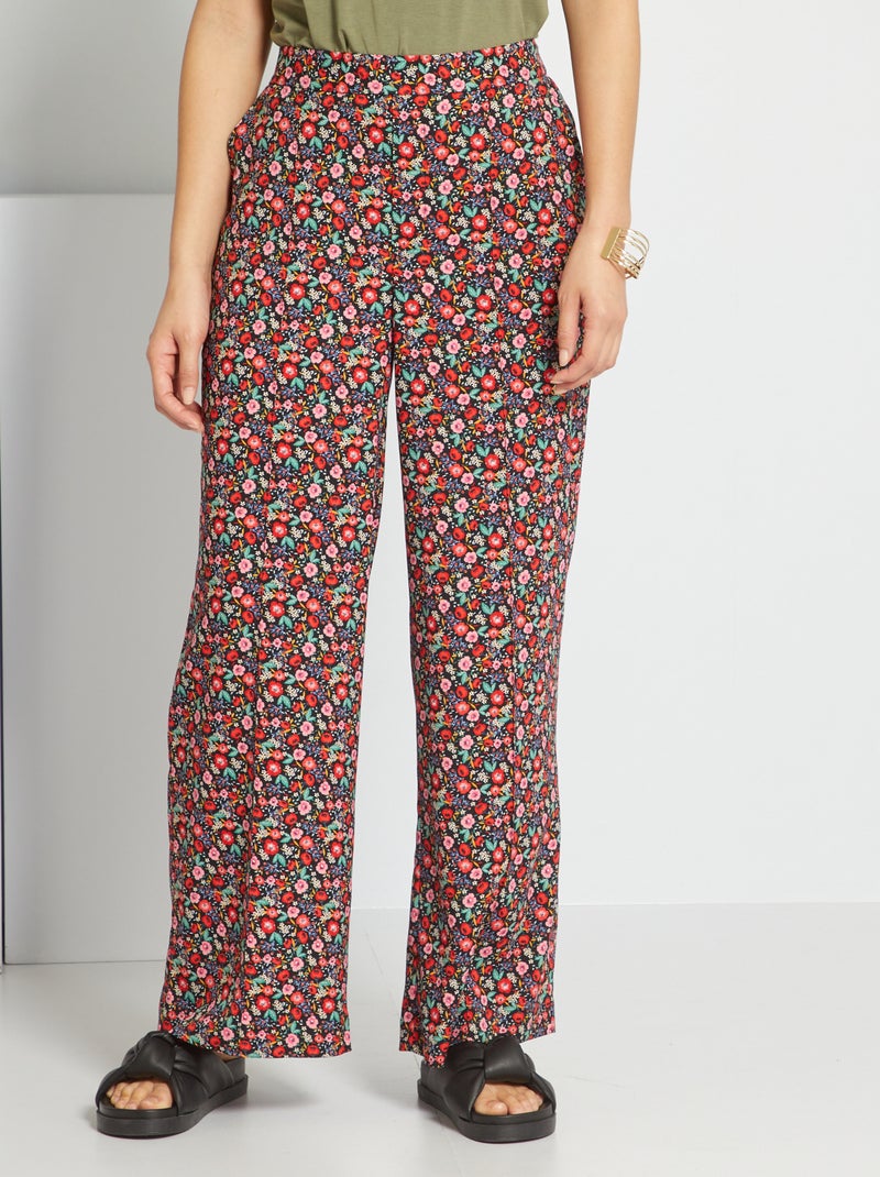 Calças wide leg estampadas AZUL - Kiabi