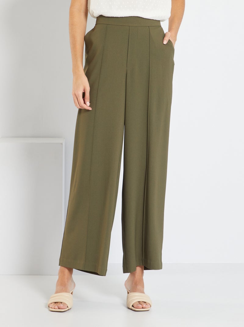 Calças wide leg estampadas CAQUI - Kiabi