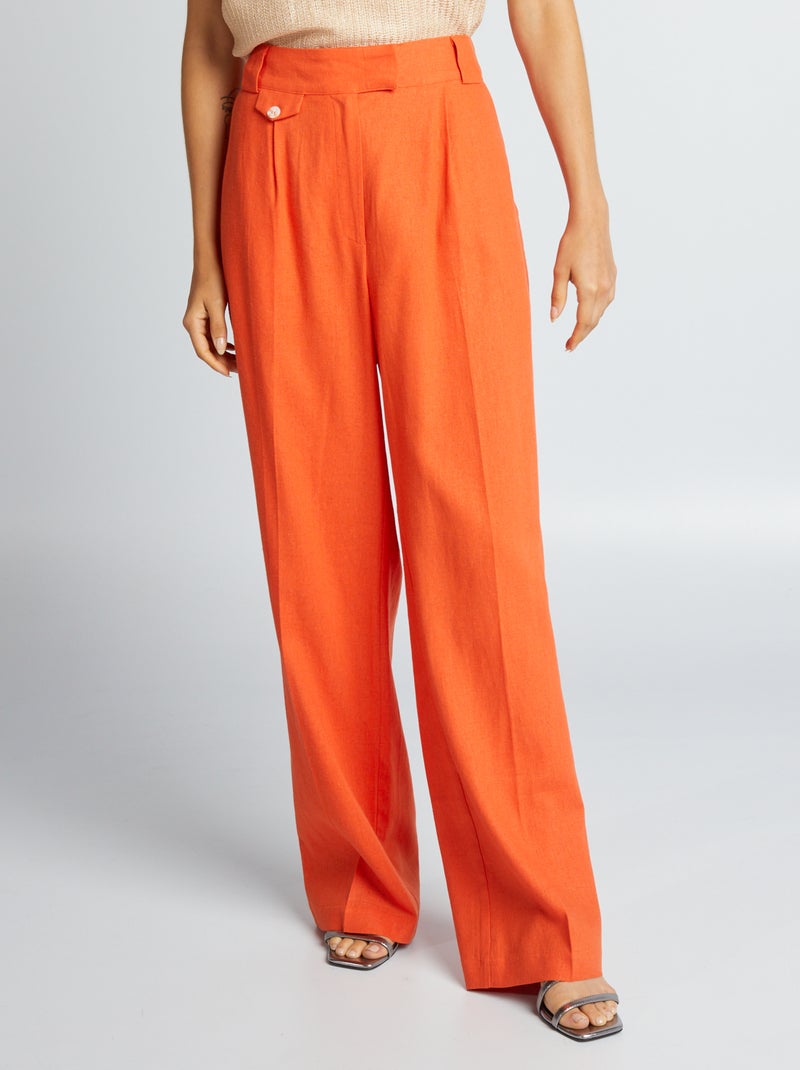 Calças wide leg fluidas Laranja - Kiabi