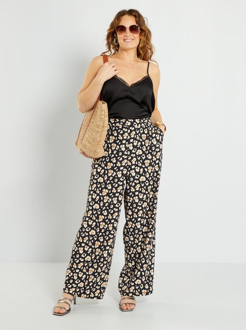 Calças wide leg fluidas - Kiabi
