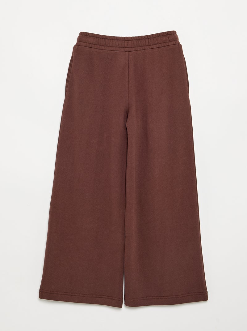 Calças wide leg lisas Castanho - Kiabi