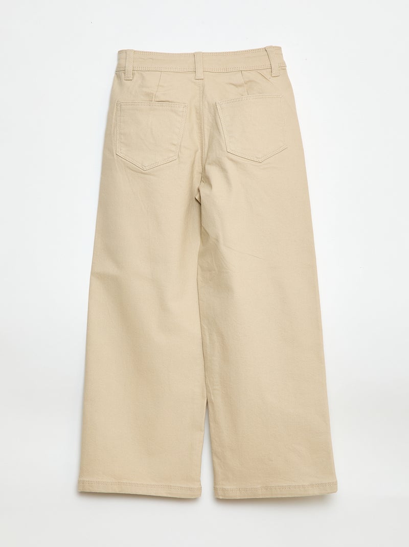 Calças wide leg sem bolsos frontais Bege - Kiabi