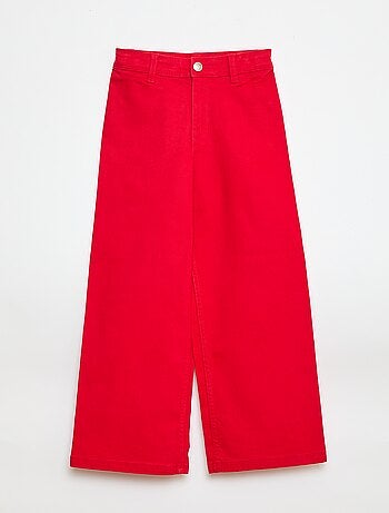 Calças wide leg sem bolsos frontais