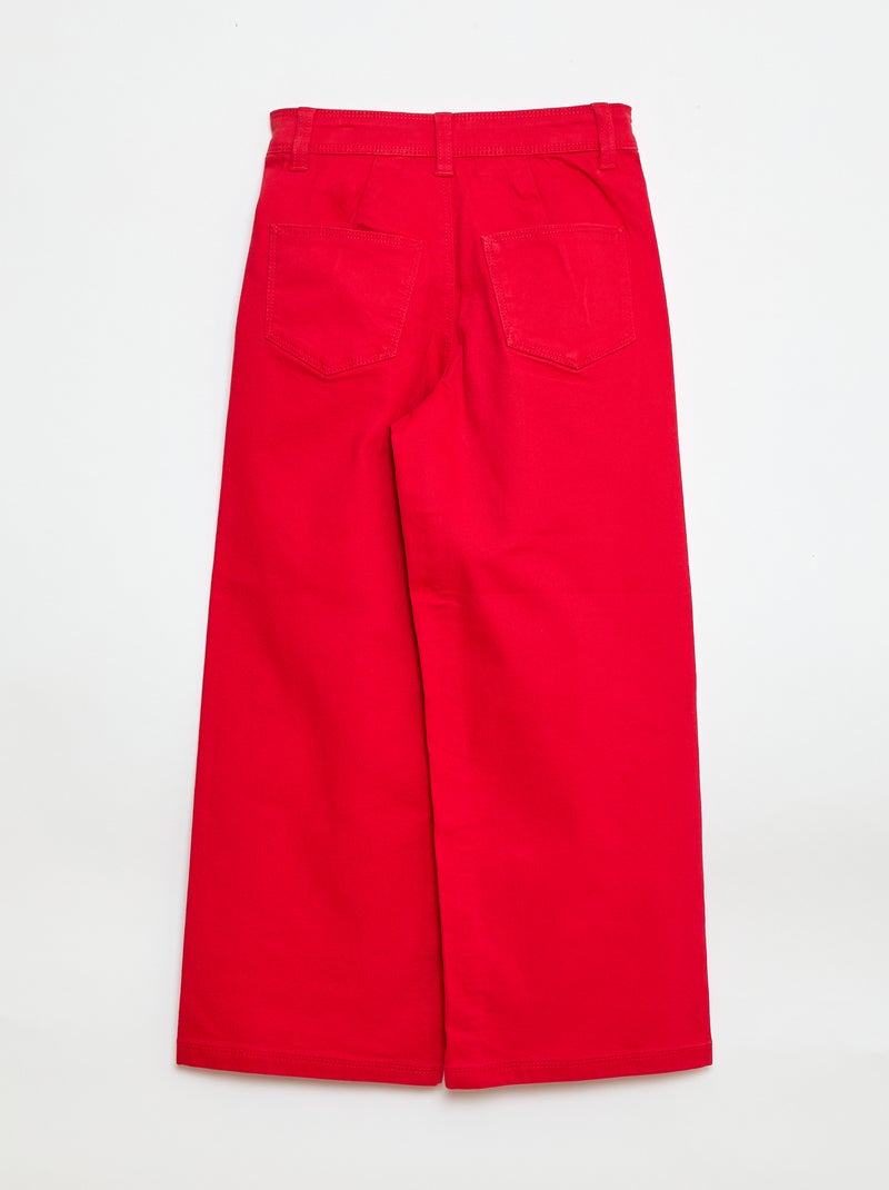 Calças wide leg sem bolsos frontais Vermelho - Kiabi