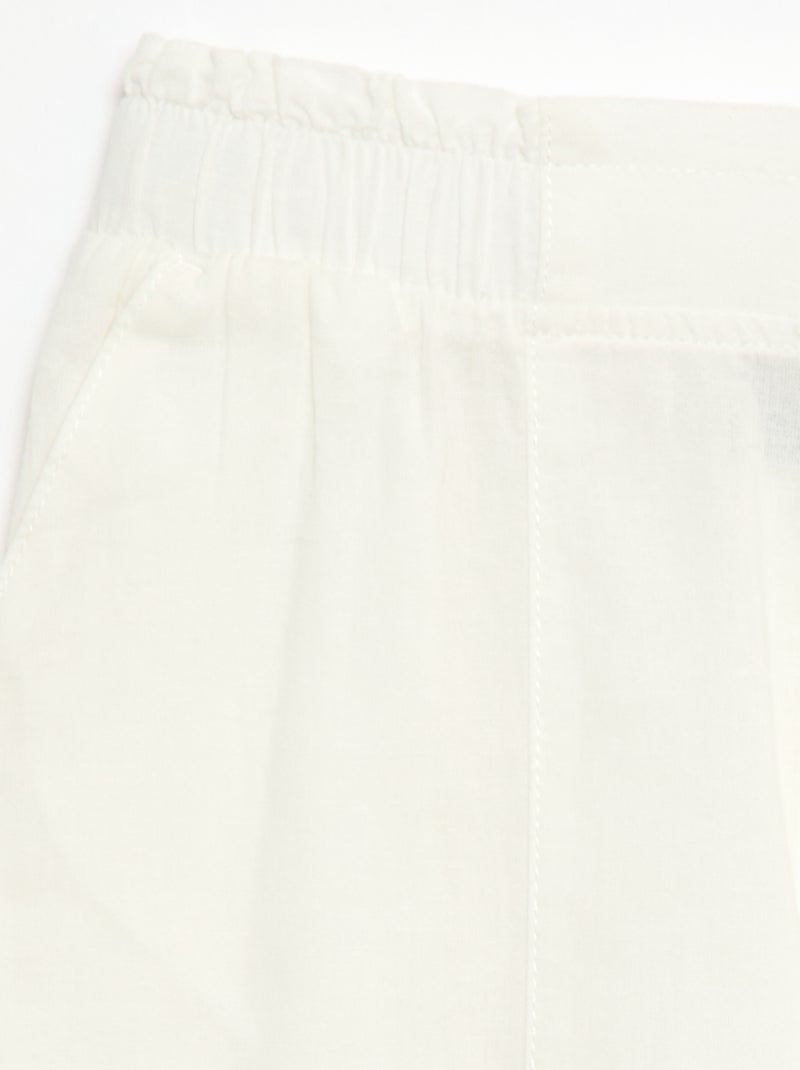 Calças wide leg/corte largo em algodão tecido Branco - Kiabi