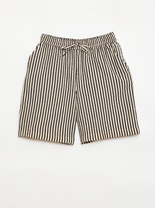Calções às riscas com atilhos - Kiabi