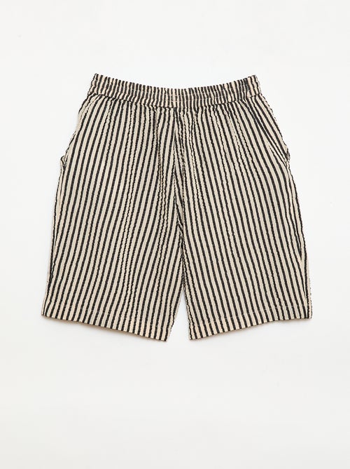 Calções às riscas com atilhos - Kiabi