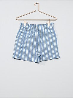 Menina 10-18 anos - Calções às riscas com botões - Kiabi