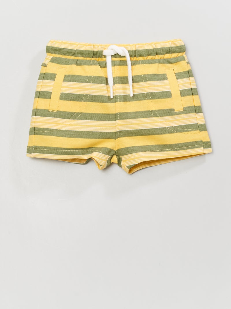 Calções às riscas em algodão AMARELO - Kiabi