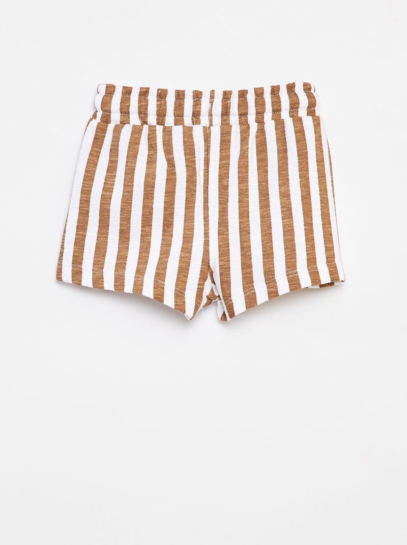 Calções às riscas em french terry  - Branco - Kiabi