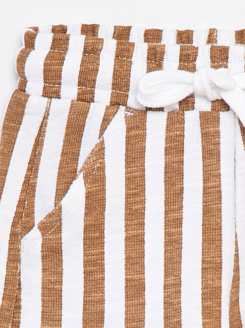 Calções às riscas em french terry  - Branco - Kiabi