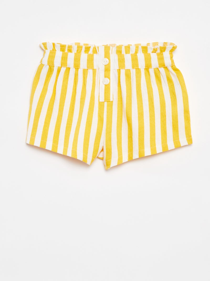 Calções às riscas em malha texturada AMARELO - Kiabi