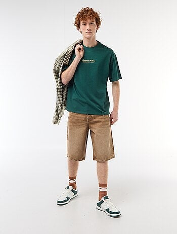 Calções baggy com efeito original em algodão