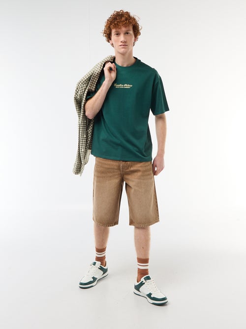 Calções baggy com efeito original em algodão - Kiabi