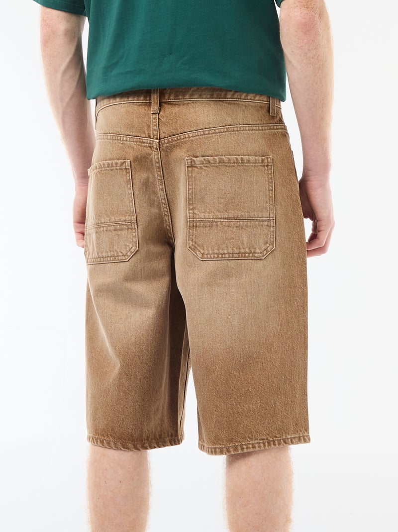 Calções baggy com efeito original em algodão Castanho - Kiabi