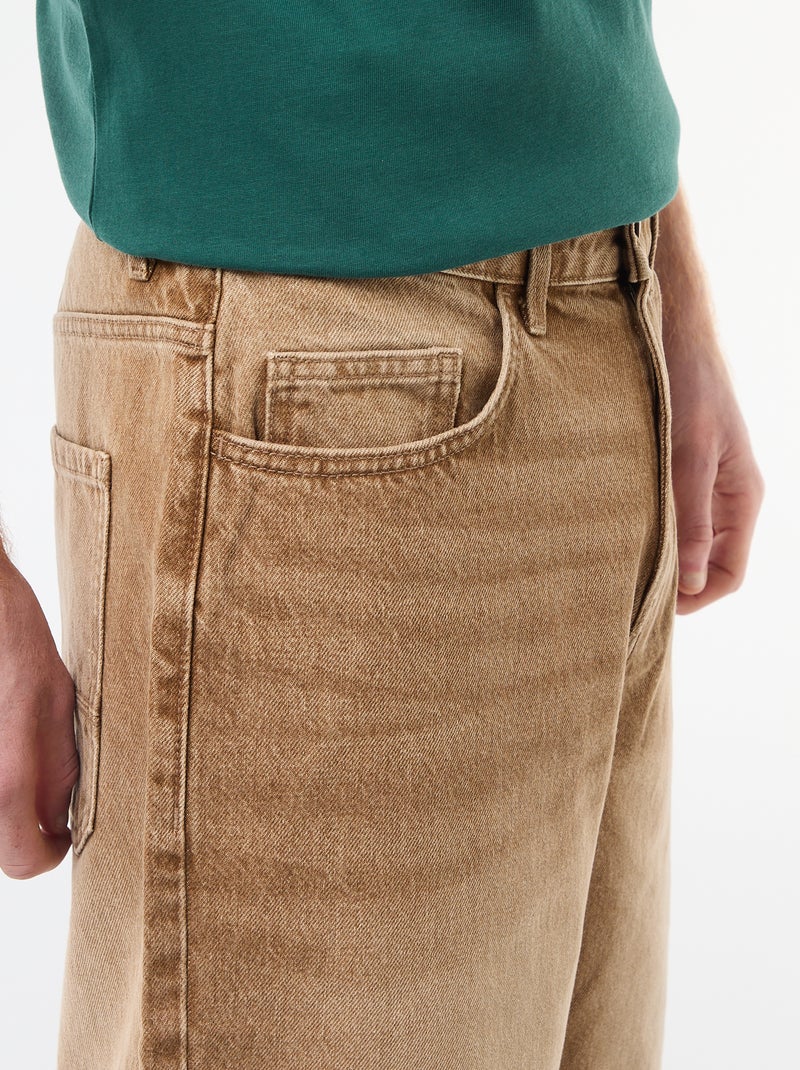 Calções baggy com efeito original em algodão Castanho - Kiabi