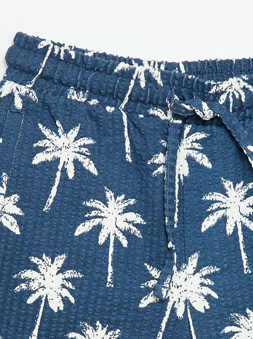 Calções bicolores com cintura elástica em algodão - Kiabi