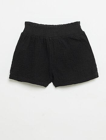 Calções bordados em gaze de algodão