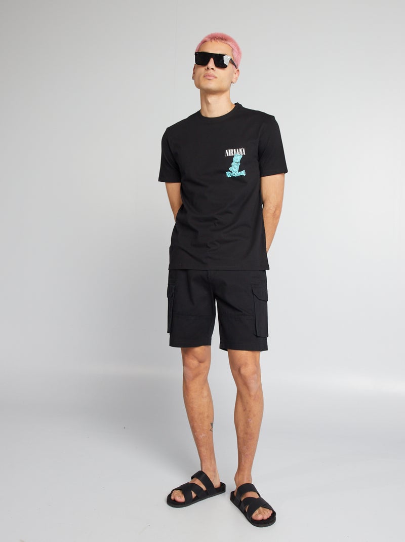 Calções chino com bolsos nos lados Preto - Kiabi