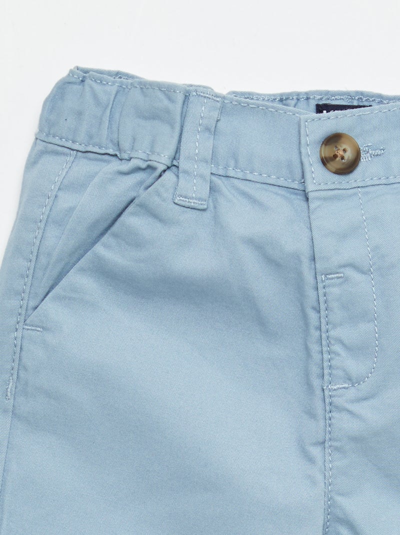 Calções chino com cintura ajustável Azul - Kiabi