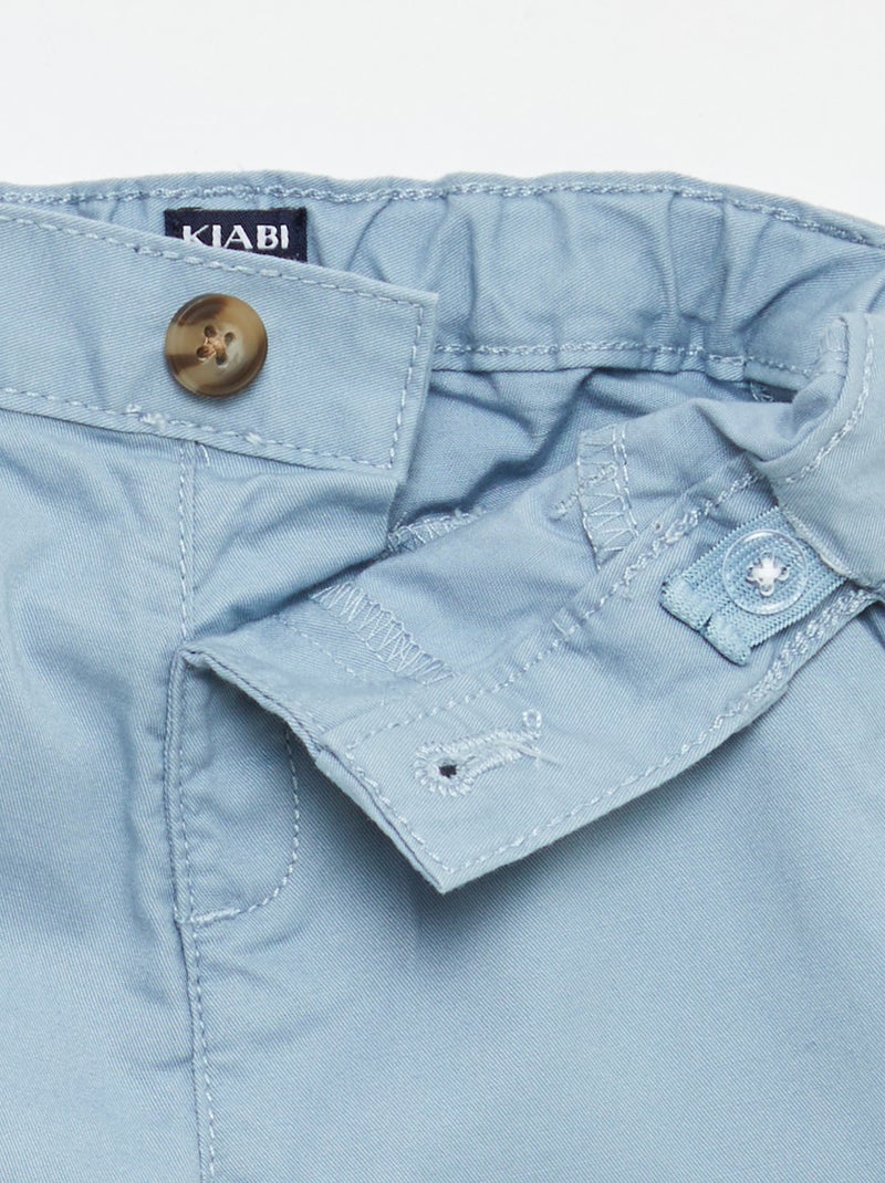 Calções chino com cintura ajustável Azul - Kiabi