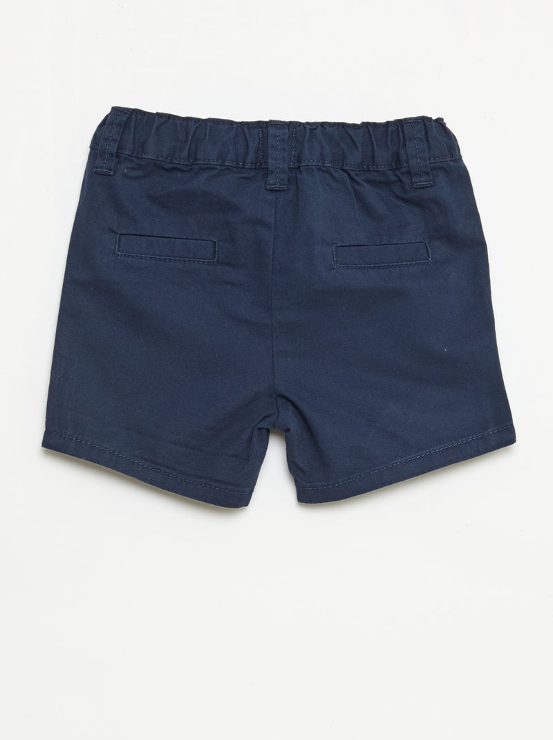 Calções chino com cintura ajustável Azul marinho - Kiabi