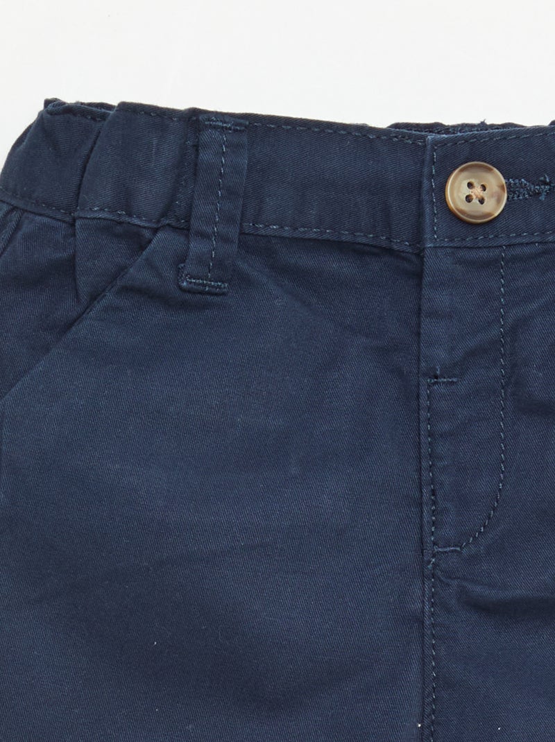 Calções chino com cintura ajustável Azul marinho - Kiabi