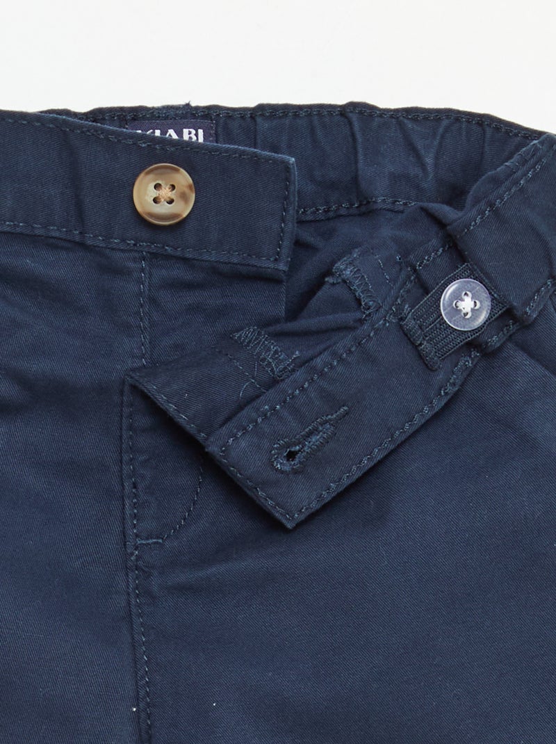 Calções chino com cintura ajustável Azul marinho - Kiabi
