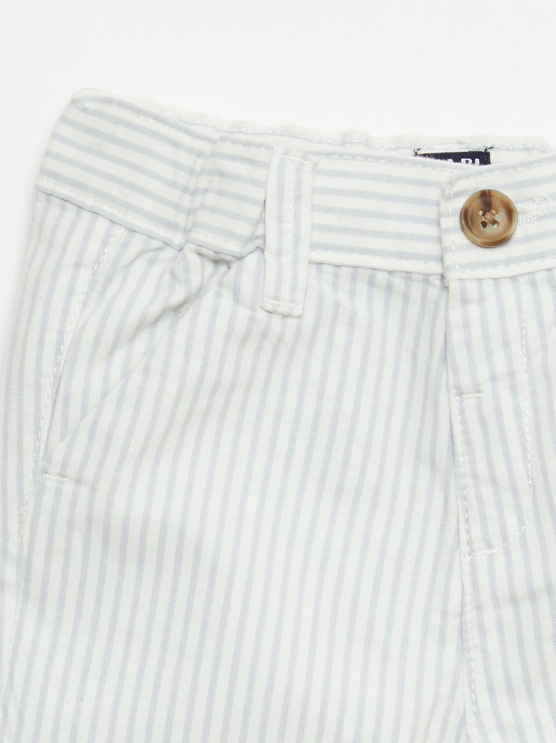 Calções chino com cintura ajustável Branco - Kiabi