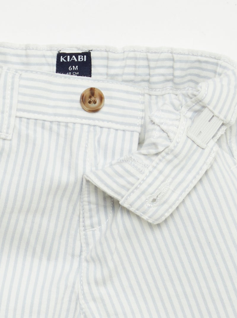Calções chino com cintura ajustável Branco - Kiabi