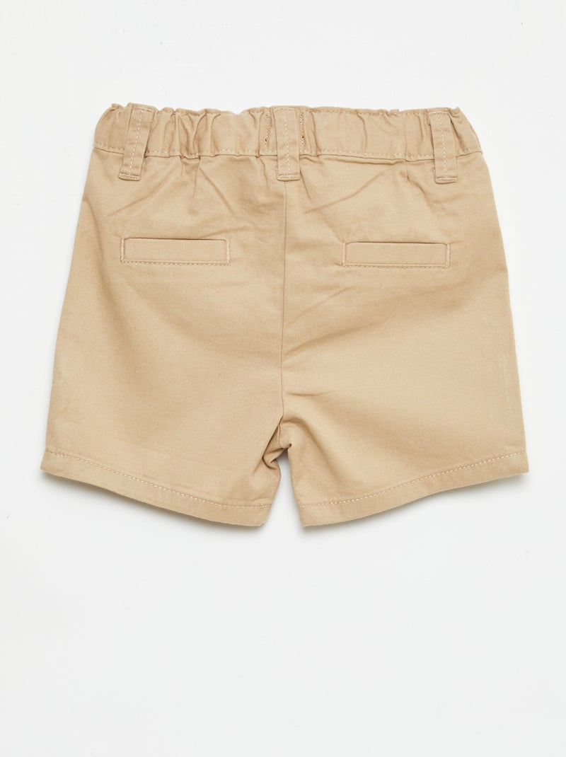 Calções chino com cintura ajustável Castanho - Kiabi