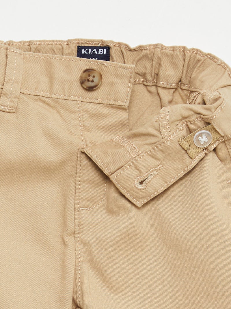 Calções chino com cintura ajustável Castanho - Kiabi