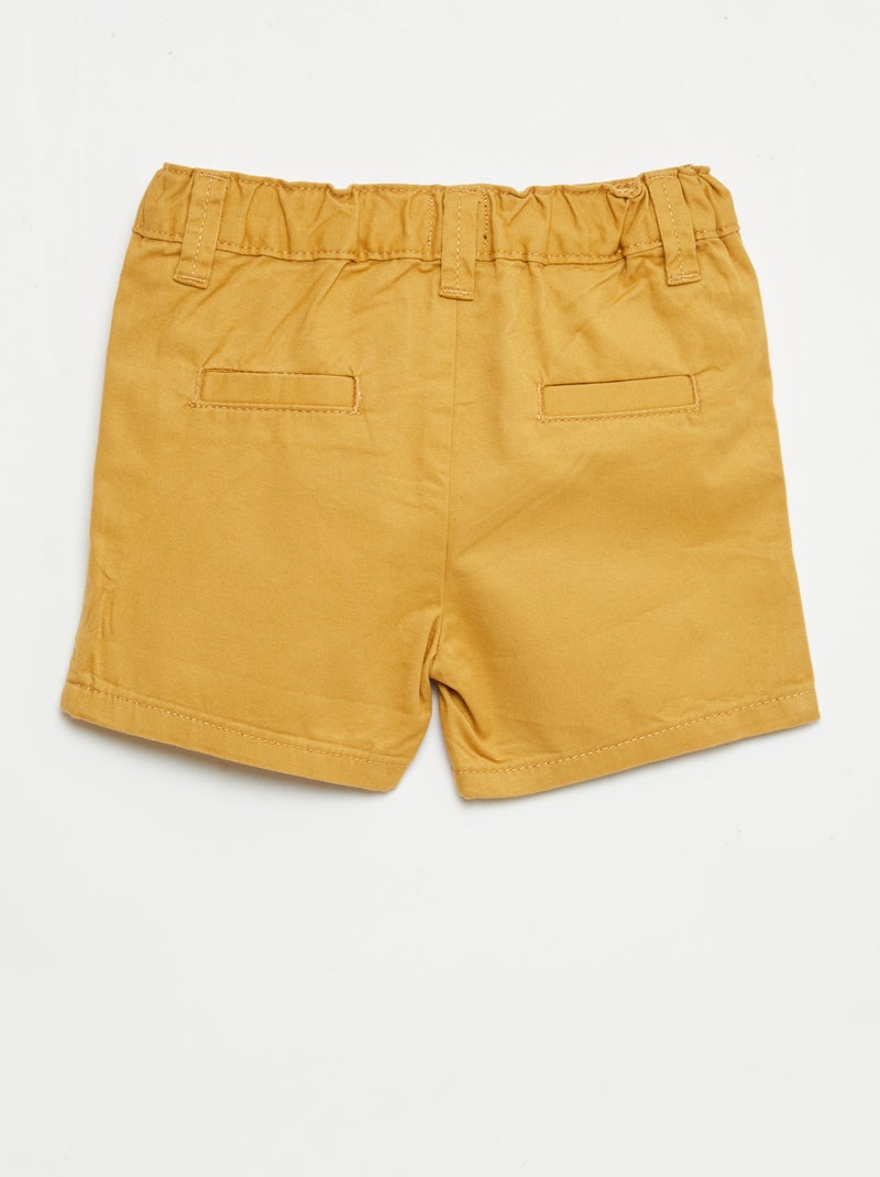 Calções chino com cintura ajustável Mostarda - Kiabi