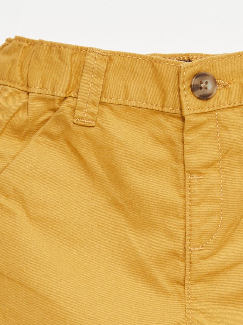 Calções chino com cintura ajustável Mostarda - Kiabi