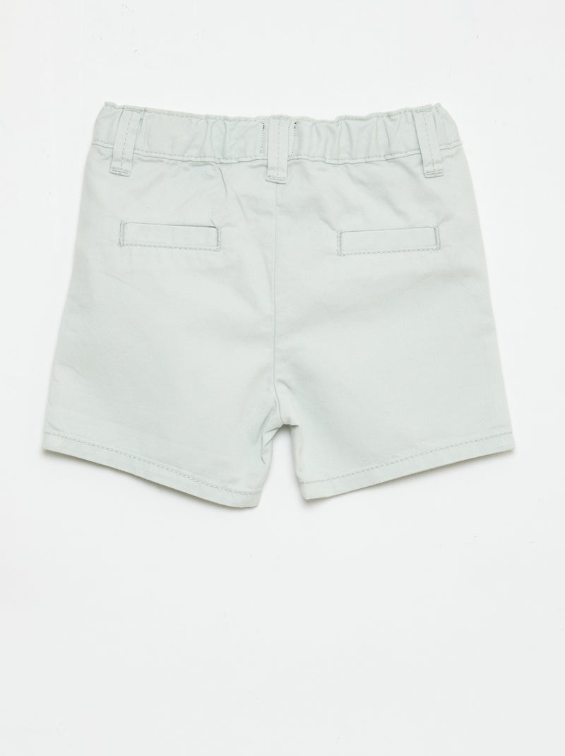 Calções chino com cintura ajustável Verde claro - Kiabi
