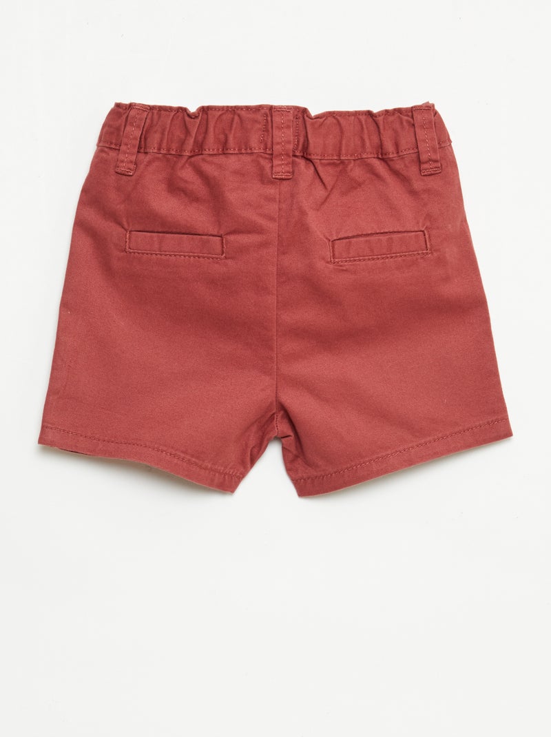 Calções chino com cintura ajustável Vermelho - Kiabi