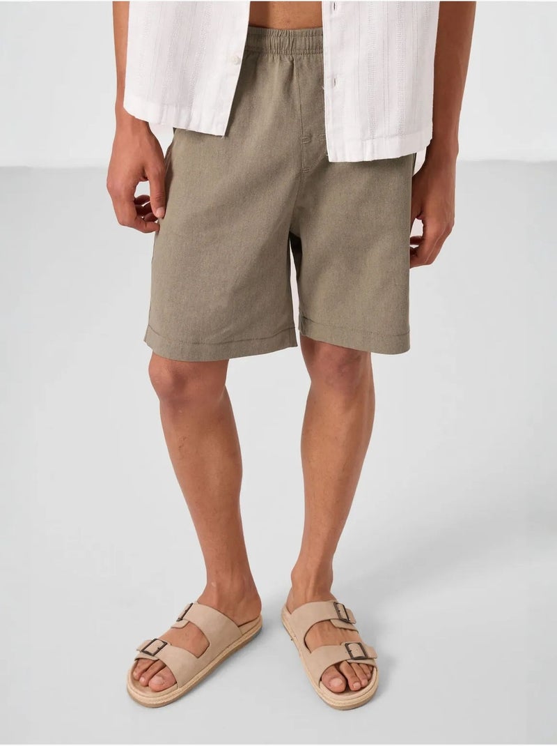 Calções chino de homem de corte regular tommy Cáqui - Kiabi