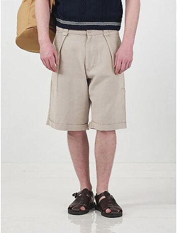 Calções chino de perna larga de cintura média com bolsos giesto