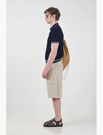 Calções chino de perna larga de cintura média com bolsos giesto