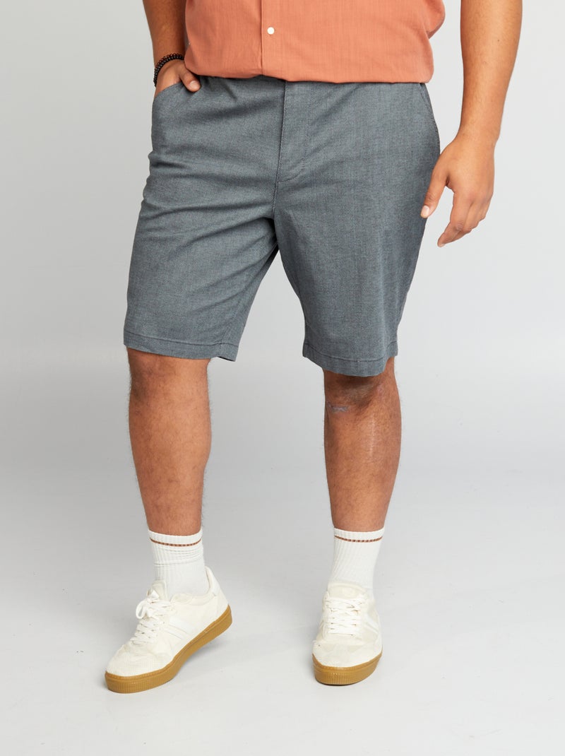 Calções chino dobby AZUL - Kiabi
