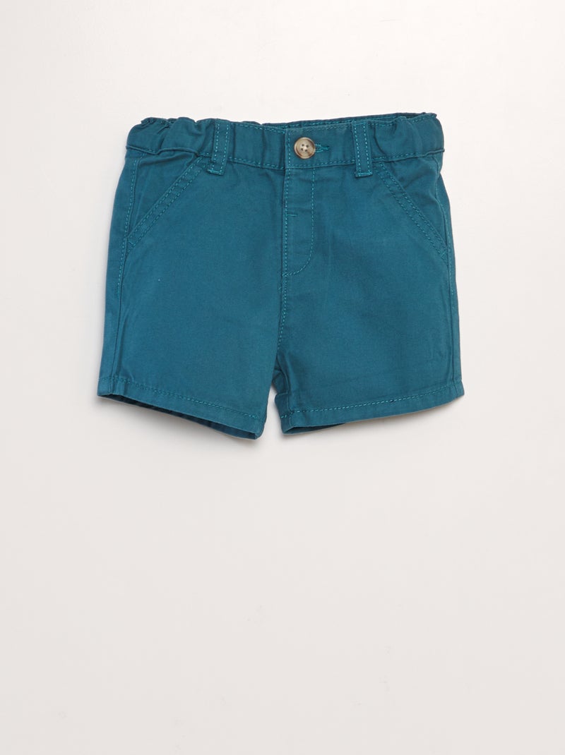 Calções chino em sarja AZUL - Kiabi