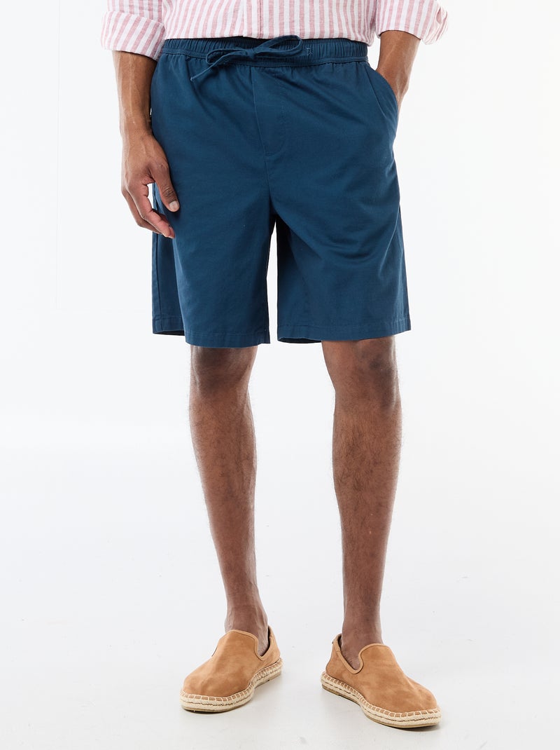 Calções chino lisos Azul - Kiabi