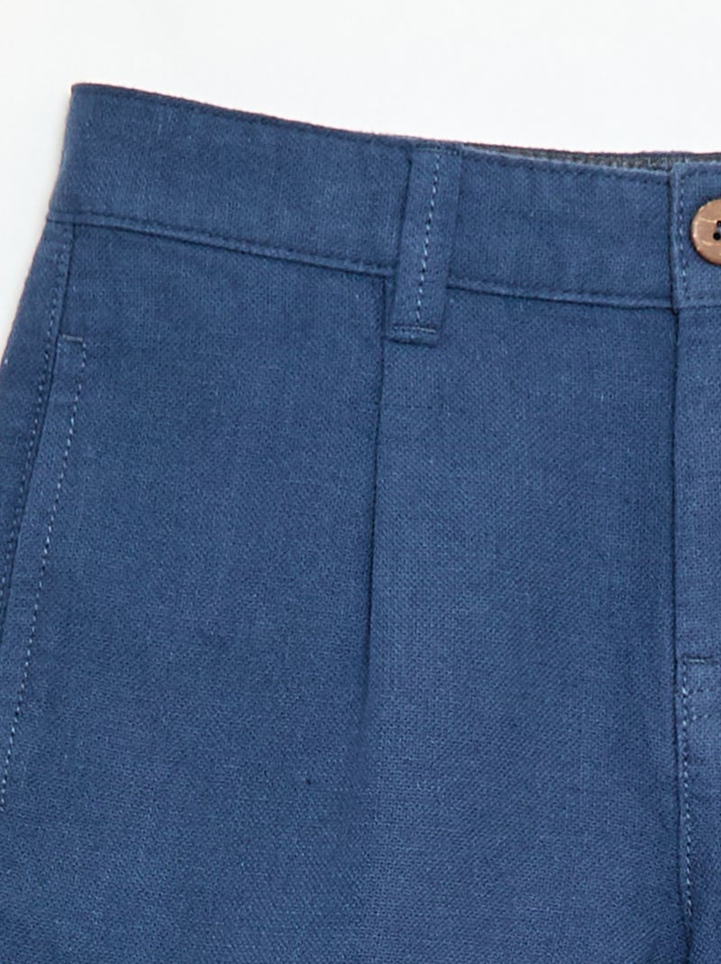 Calções chino lisos Azul - Kiabi