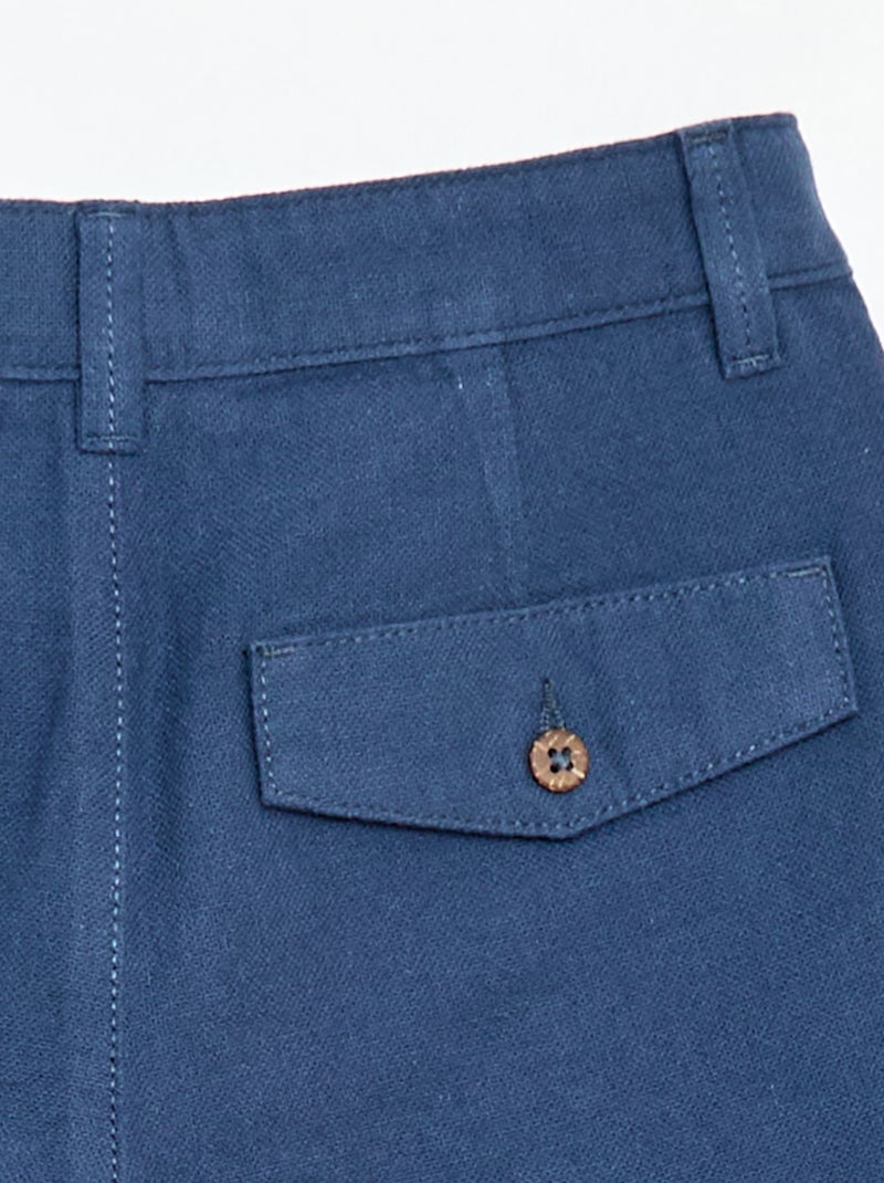 Calções chino lisos Azul - Kiabi
