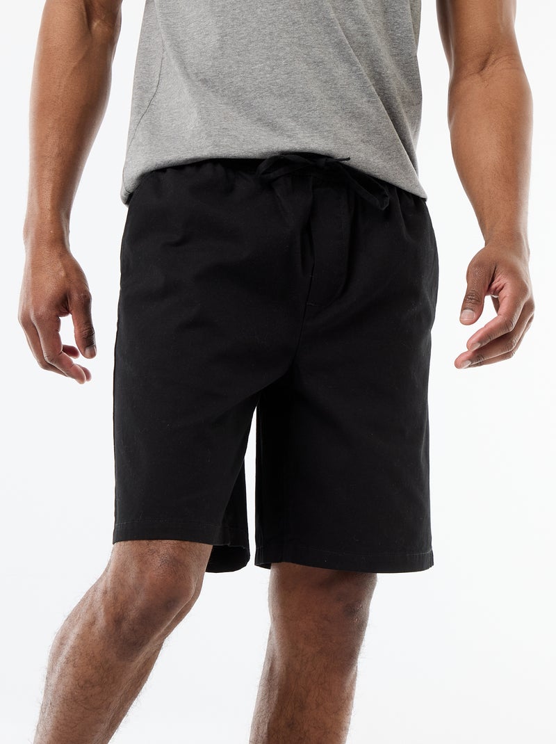 Calções chino lisos Preto - Kiabi