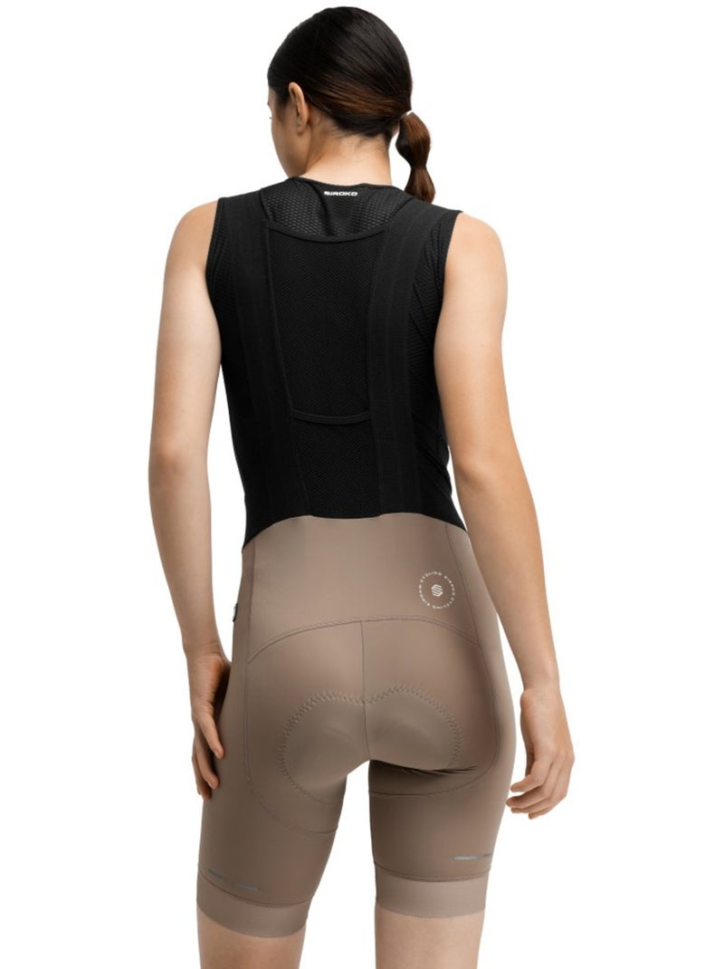 Calções ciclismo com alças para mulher Castanho - Kiabi