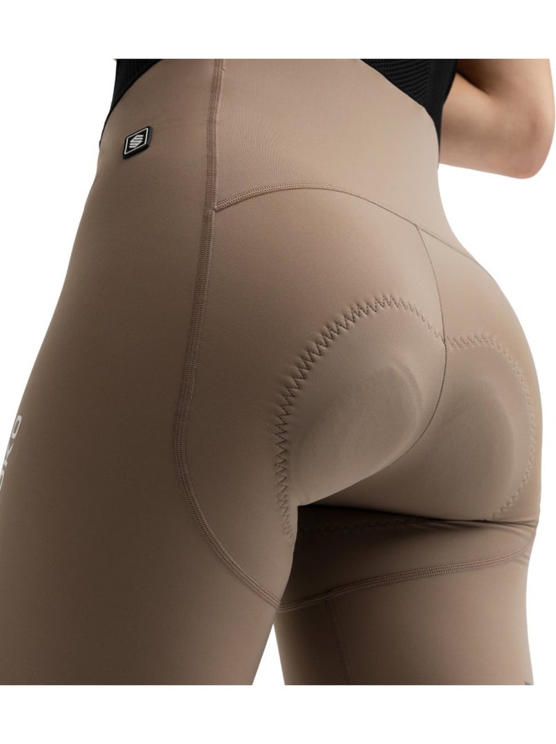 Calções ciclismo com alças para mulher Castanho - Kiabi