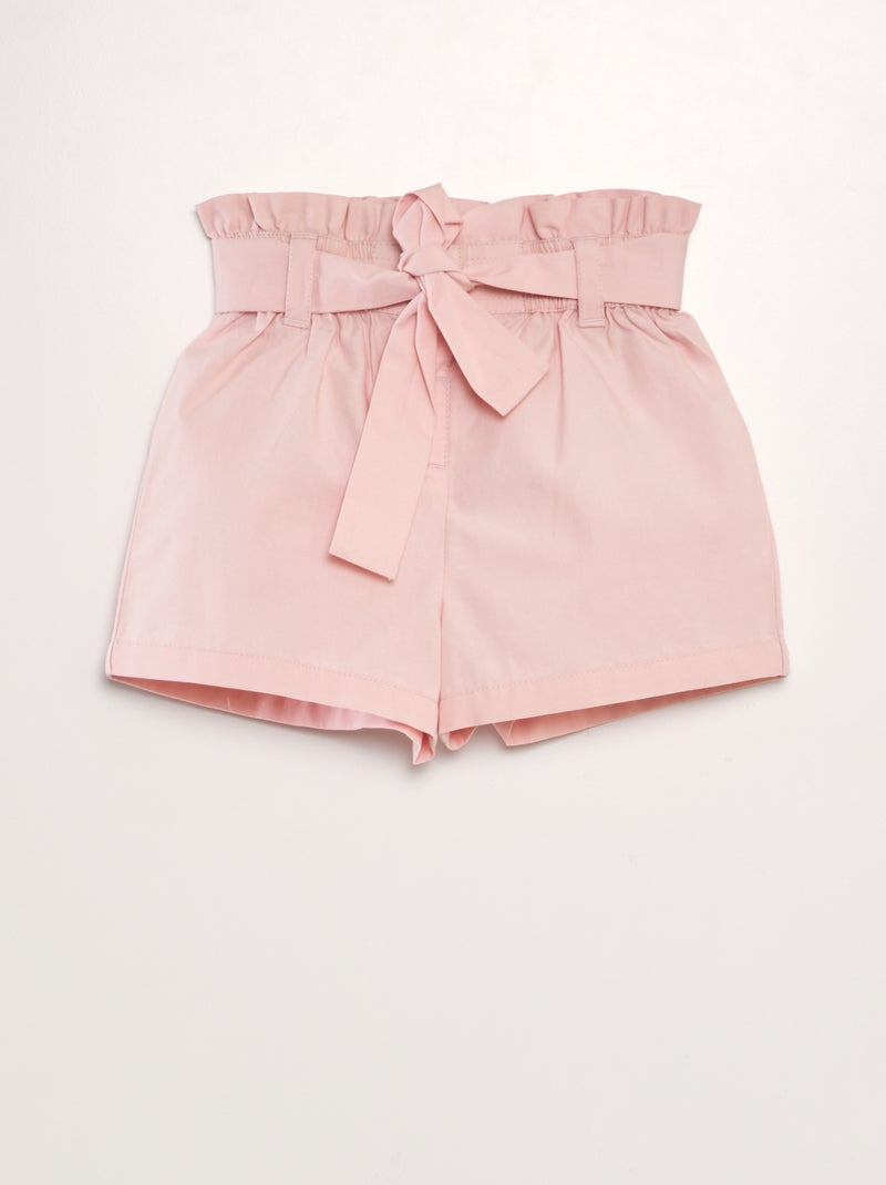 Calções cintados de popelina ROSA - Kiabi