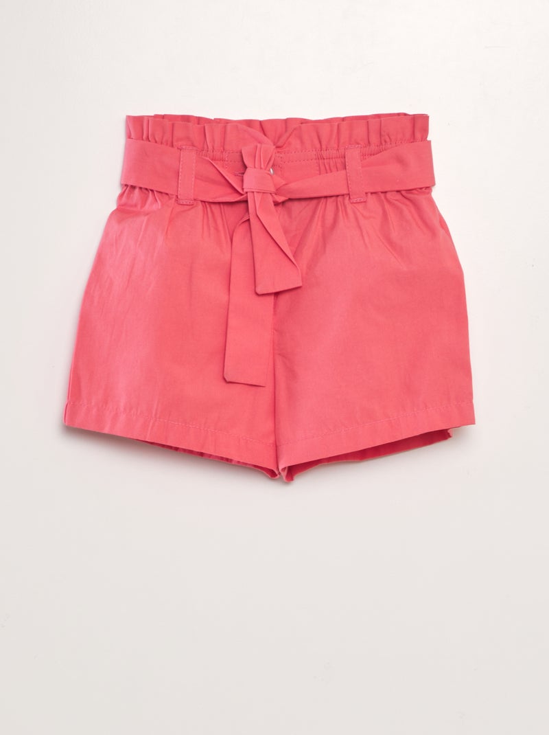 Calções cintados de popelina ROSA - Kiabi