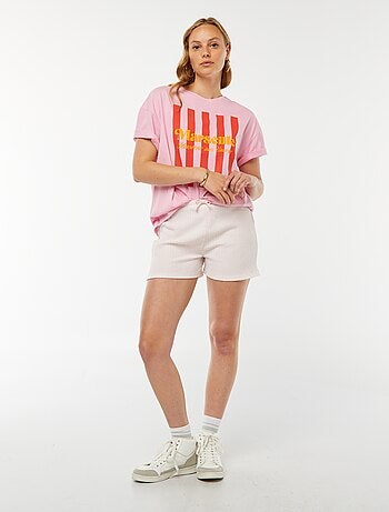 Calções com atilhos para apertar e estampado vichy